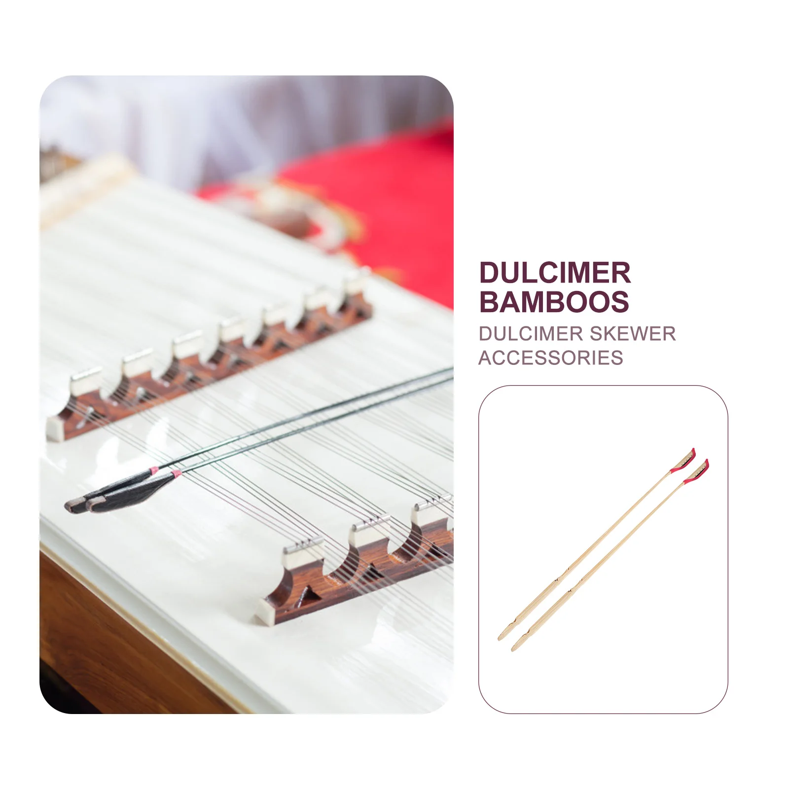 

2pcs Premium Ebony Head Dulcimer Bamboo For Yangqin Elastic Durable Jean Bamboo With Weight-Reducing Holes, Smooth Musical