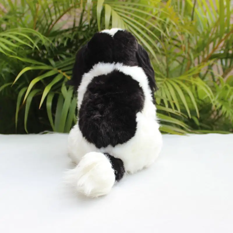 Lifelike King Charles Spaniel Dog Black White Puppy Emulational Pet Animal Soft Stuffed Doll Plush Toy Girl Boy Birthday Gift