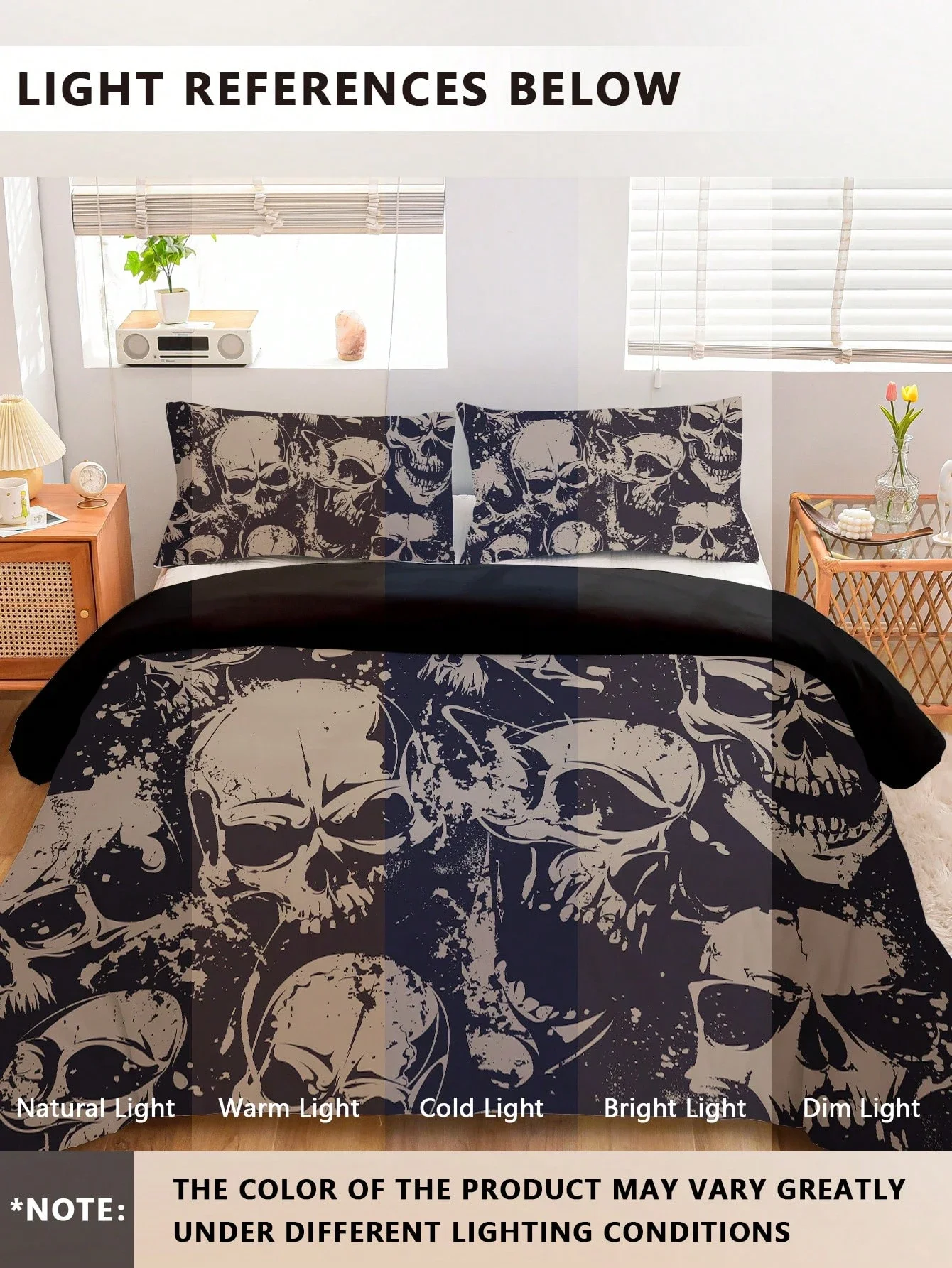 

3pcs Soft Polyester Skull Print Bedding Set 1pc Duvet Cover 2pcs Pillowcases Without Pillow Inserts Room Decor Queen Full Size