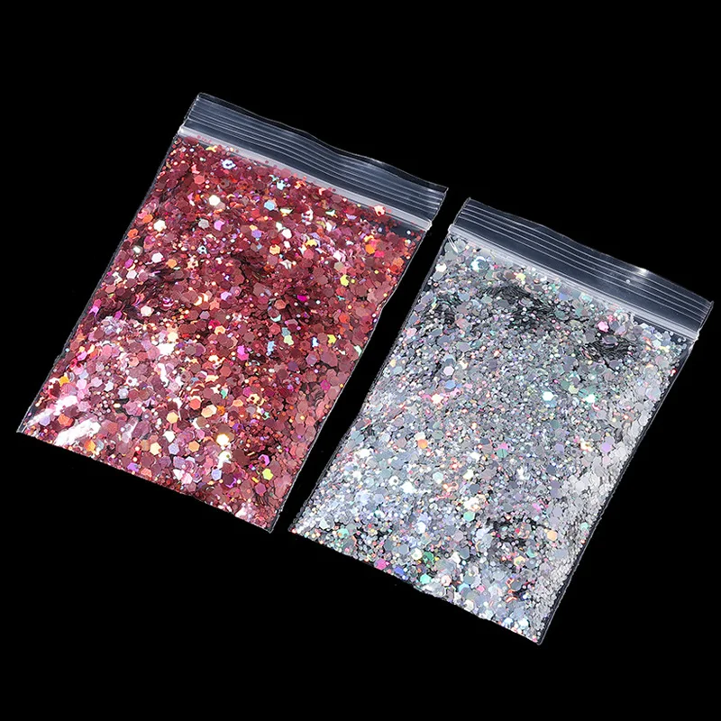 10g/Bag Holographic Laser Hexagon Chunky Sequin Glitter Epoxy Resin Filler Flakes Sequin for DIY UV Epoxy Resin Nail Art Filling