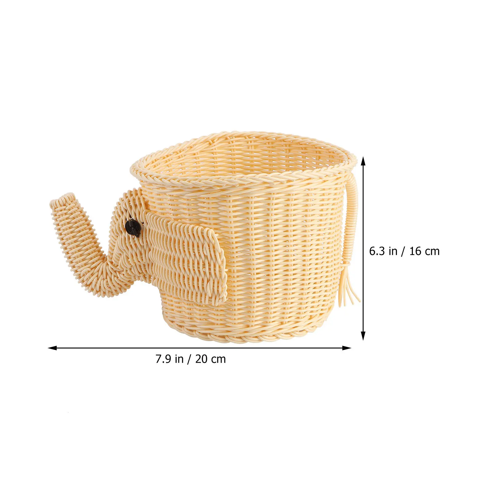 

1Pcs Rattan Fruit Basket Elephant-Shaped Storage Container Natural Handwoven Design for Home Decor Kitchen Organization