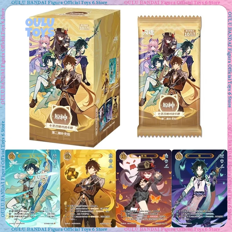 

Original Genshin Impact Card Phase II Genius Invokation TCG Battle Card Hu Tao Zhongli Anime Game Collection Cards Kids Toy Gift