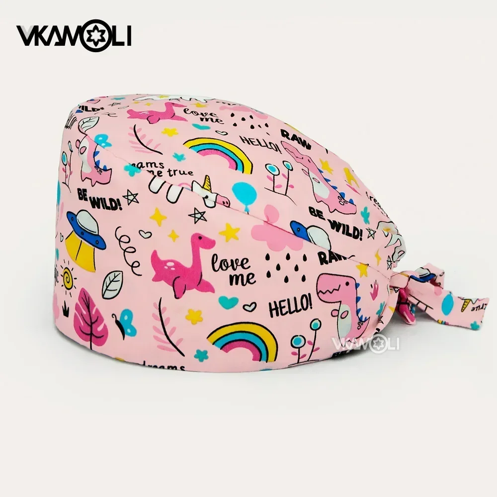 Cute animal print women Scrubs Caps Pet shop Work Scrubs Breathable Lab scrub hat nursing hat wholesale nurseshair hats