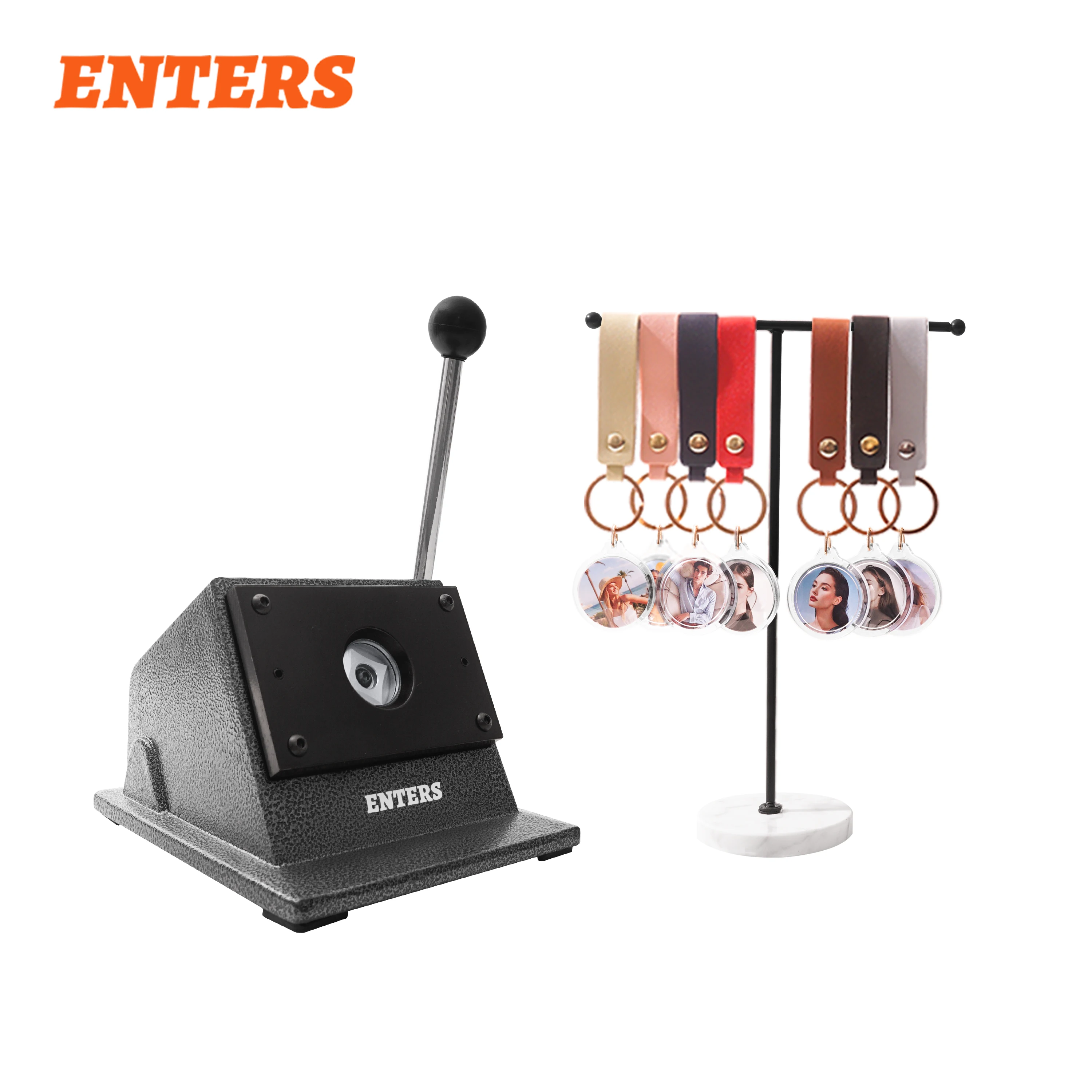 

DIY Acrylic Transparent Keyring 35mm Badge Crafts Press Maker With 100 Sets Keychain Button Making Supplies