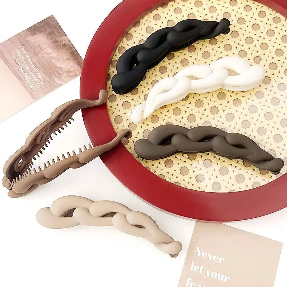 Matte Chain Hair Clip Twisted Banana Clip Simple High Ponytail Hair Clip for Girls hairpins and clips hairaccessories