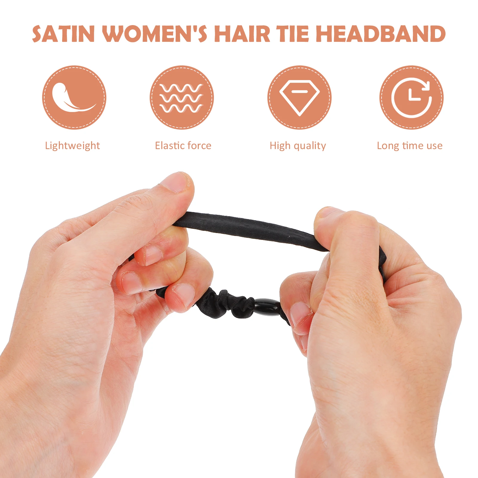 

15pcs Black Hair Ties Satin Elastic Scrunchies Soft Cloth Bands Women Headbands Durable Travel Ponytail Rings