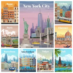 Landscape Diamond Painting Personalized Cities Around The World Full Round Drill Mosaic Embroidery Cross Stitch Kit Home Decor