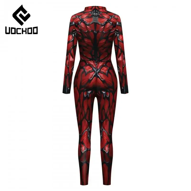 Superheld Cosplay Overall Schwarz Flüssigkeit Druck Body Karneval Party Zentai Anzug Comic Con Kostüm Rot Weiß Erwachsene Outfit