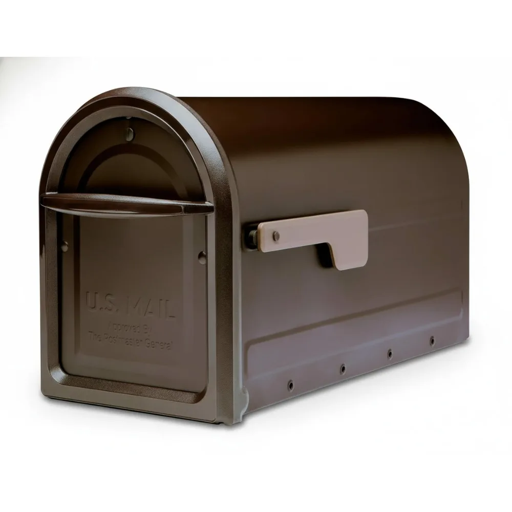 

Heavy Duty Steel Post Mounted Mailbox, Rubbed Bronze Weatherproof Large Curbside with Magnetic Latch for Homeowners