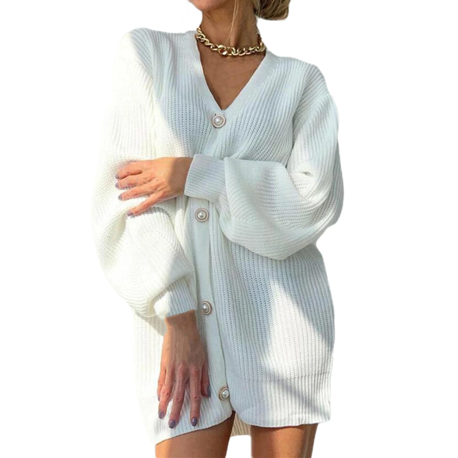 Women's Casual Lightweight knit Sweater Open Front Cardigan Sweaters Long Sleeve Button Cardigan Jacket