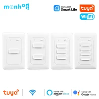 Tuya WiFi interruptor de luz inteligente botón pulsador interruptor de pared sin cable neutro US Smart Life 1-4 Gang Control de voz Alexa Google Home