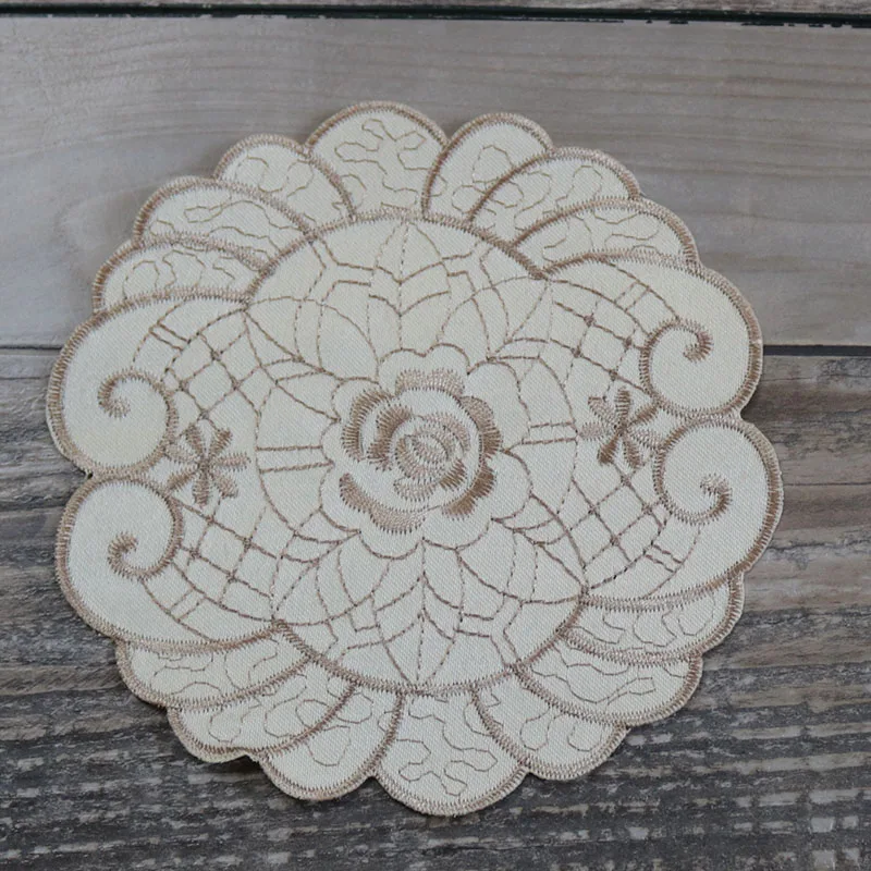 Europe satin flower embroidery table place mat cloth Wedding Christmas dining placemat kitchen Table decoration and accessories