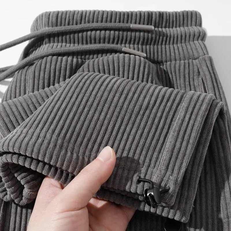 

Мужские прямые брюки из плотного шенилла в стиле ретро, повседневные, свободного кроя, осенне-зимние, молодежные