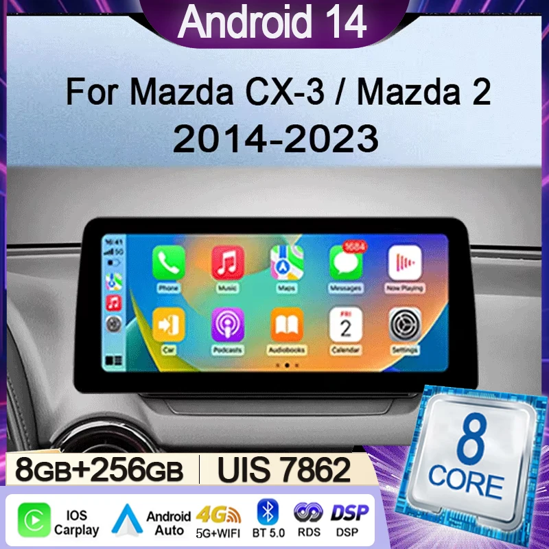 

12.3 inch Screen For Mazda CX-3 DK Mazda 2 DJ 2014 - 2023 Car Radio Multimedia Video Player Navigation GPS wireless Carplay