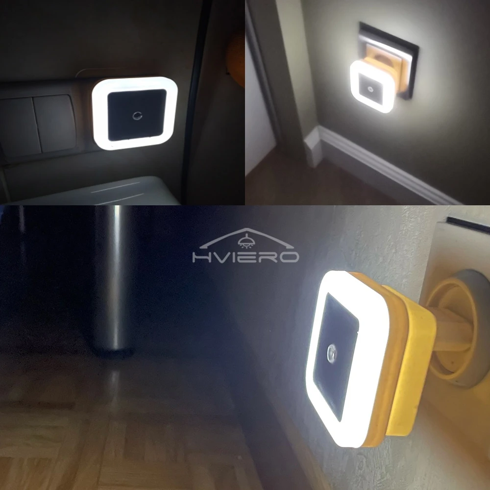 Square Night Light LED Intelligent Control Induction Energy-saving Bedside Socket Lamps Room Hallway Toilet Wall Home Lighting