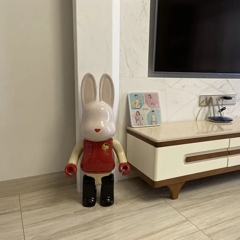 Live Room Decor Modern Home Decor Cartoon Rabbit Creativity Statue Sculpture Large Animal Statue Office Decoration Resin Figurin