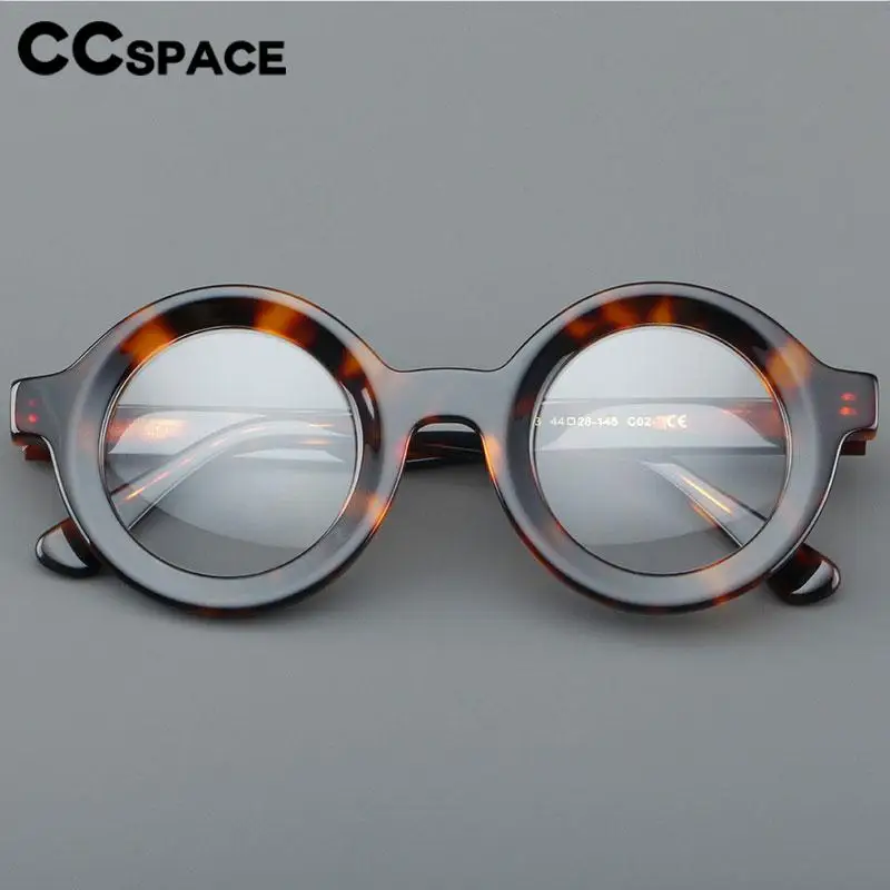 57151 Round Acetate Optical Spectacle Frames Lady Popular Vintage Leopard Prescription Spectacles Men Transparent Eyeglass