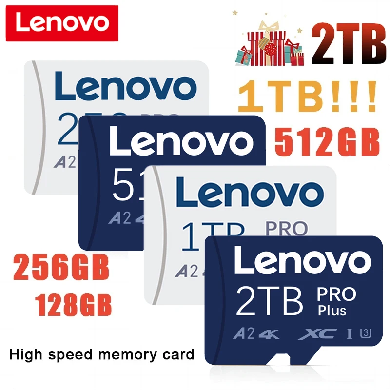 Lenovo Class10 Original Micro TF 64GB Memori Memory Card C10 TF Micro TF SD Cards 128GB 256GB 512GB U3 4K For Phone Drone Camera