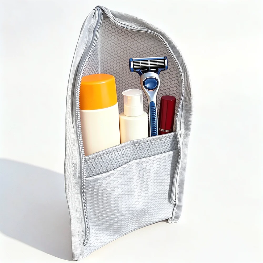 Portable Makeup Organizer Bag Eva Waterproof Travel Toiletry Pouch Stand Up Mesh Case For Personal Care Items