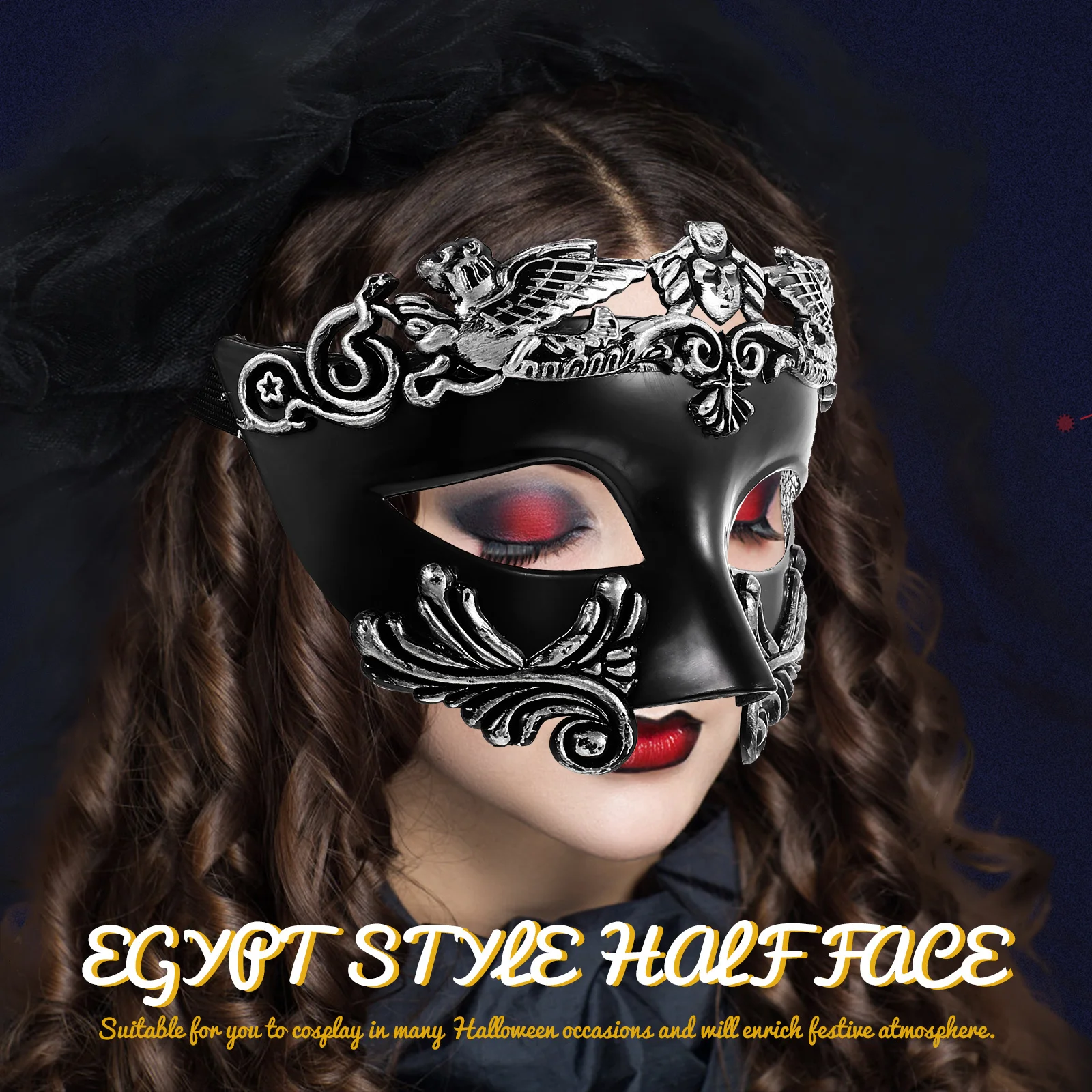

Halloween Half Face Warrior Mask Egypt Style Safe Comfortable Cosplay Prop Party Supply Carnival Festival Mask for Costume