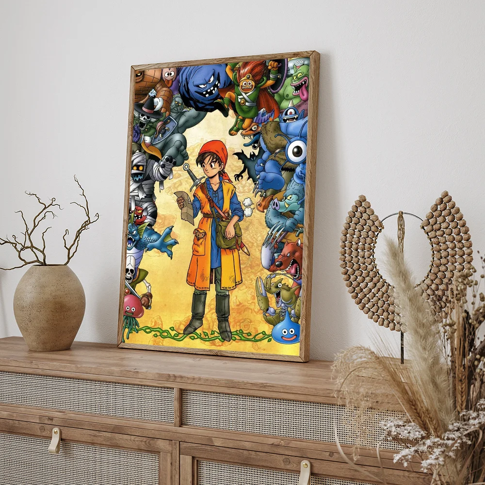 Game D-Dragon Quest Classic Vintage Posters Whitepaper Prints Posters Artwork Kawaii Room Decor