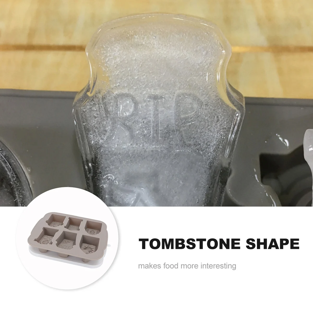 

Серая надгробие, форма для льда, силиконовая форма премиум-класса для Хэллоуина, лоток для кубиков льда для виски, газировки, пива, коктейля, охлаждающий, не клейкий, легкий