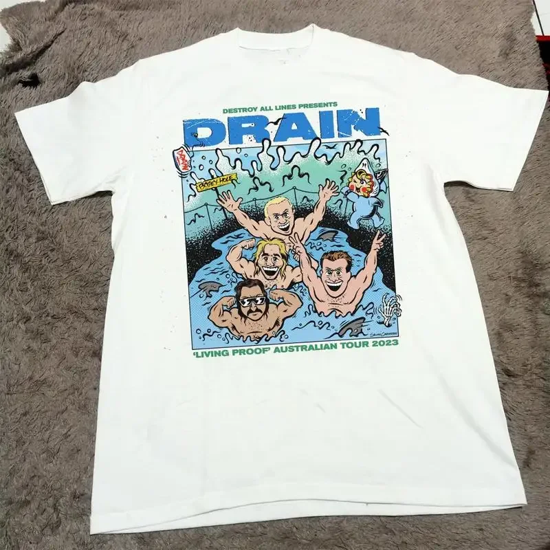 Drain Band Tour 2023 For Friends White T Shirt Cotton All Sizes BT423