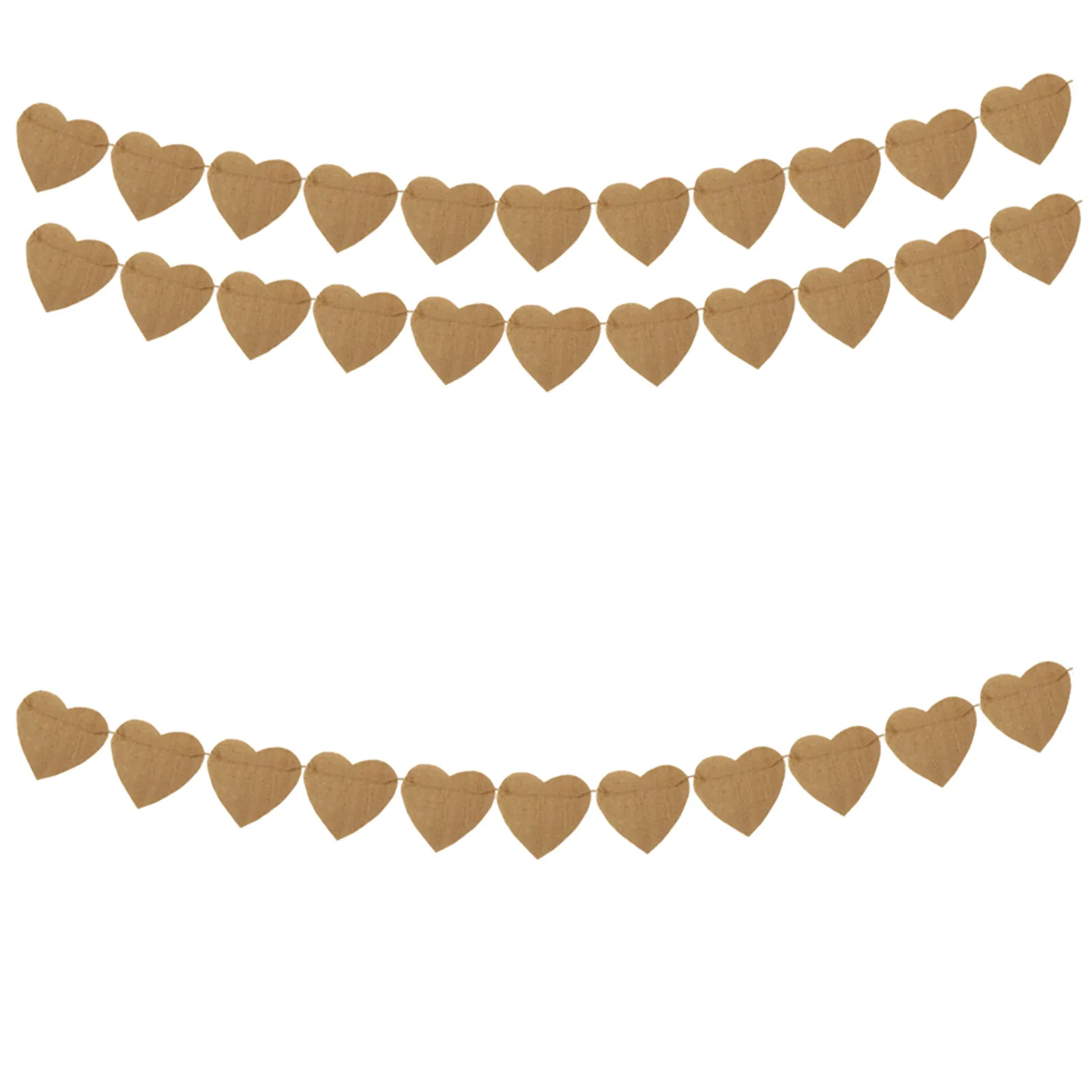 Burlap Heart Banner Garland Blank Rustic Love Heart Bunting Pre-Assembled Long String Valentines Day Decorations Wedding