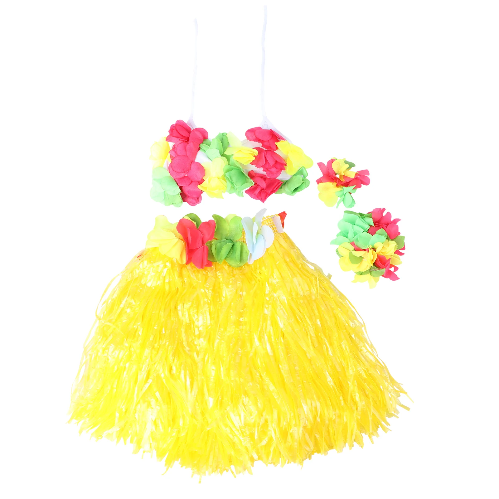 

5 Pcs Dance Costume Hawaii Tropical Dancer Skirt Set Hawaiian Luau Skirts Clothing Colorful Performance Costumes