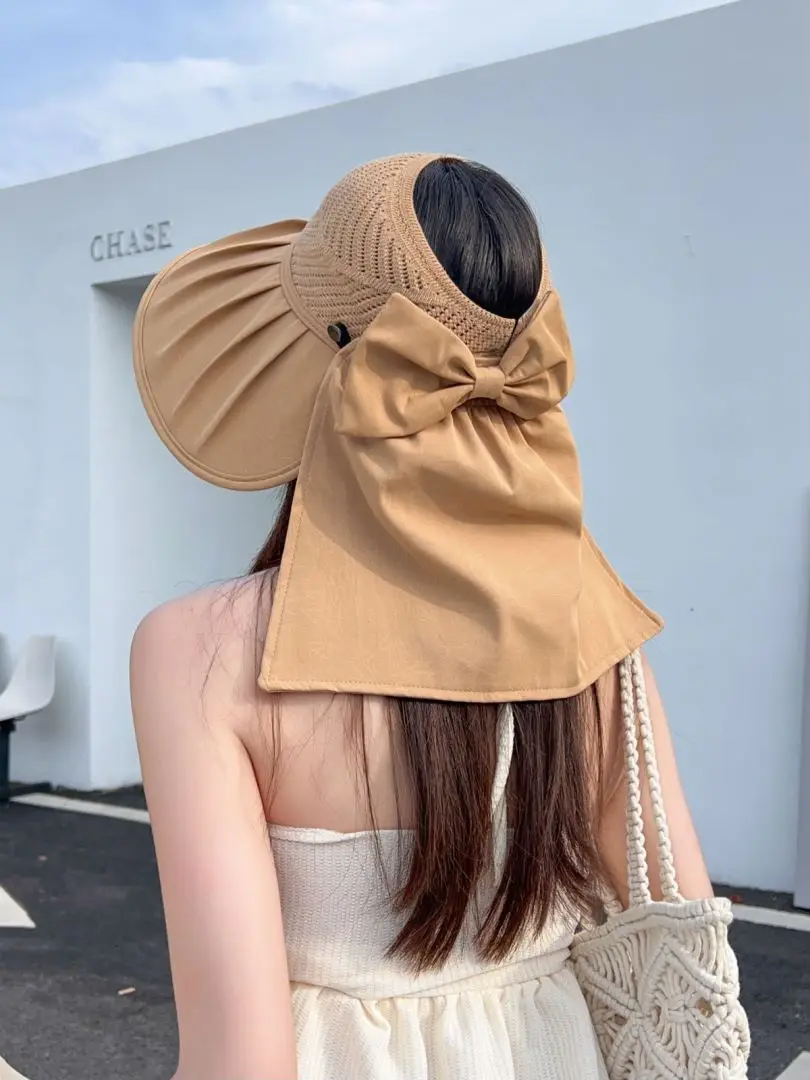 

2024 Adult summer empty top hat spring casual women's outdoor UV protection visor hat Sun protection hat Fashion mother shawl b