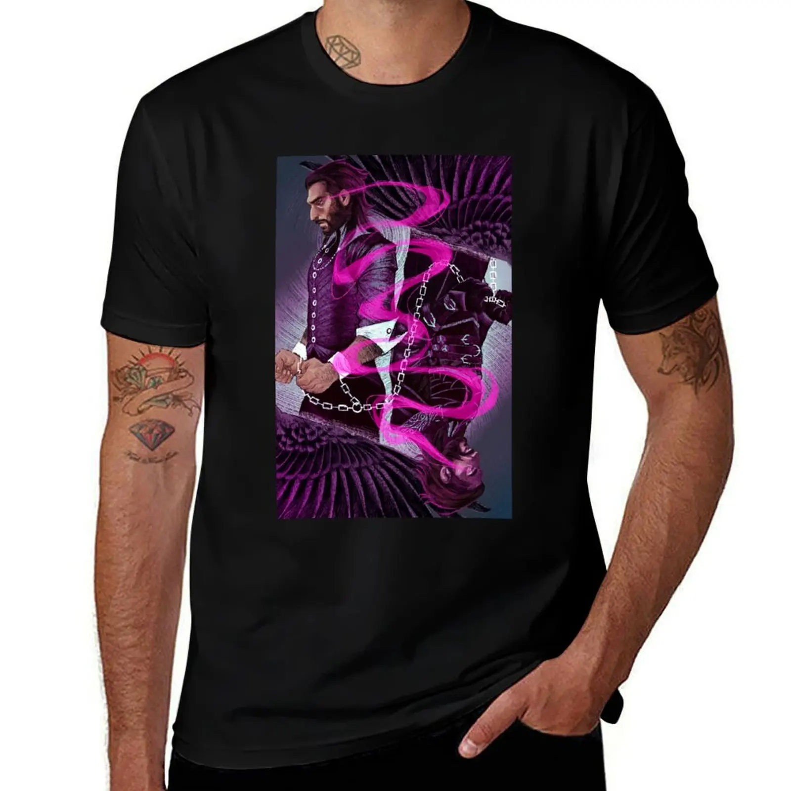 

Dragon Age : The Veilguard tarot - Veiltober, day 4, Lucanis T-Shirt man t shirts for men T-Shirt