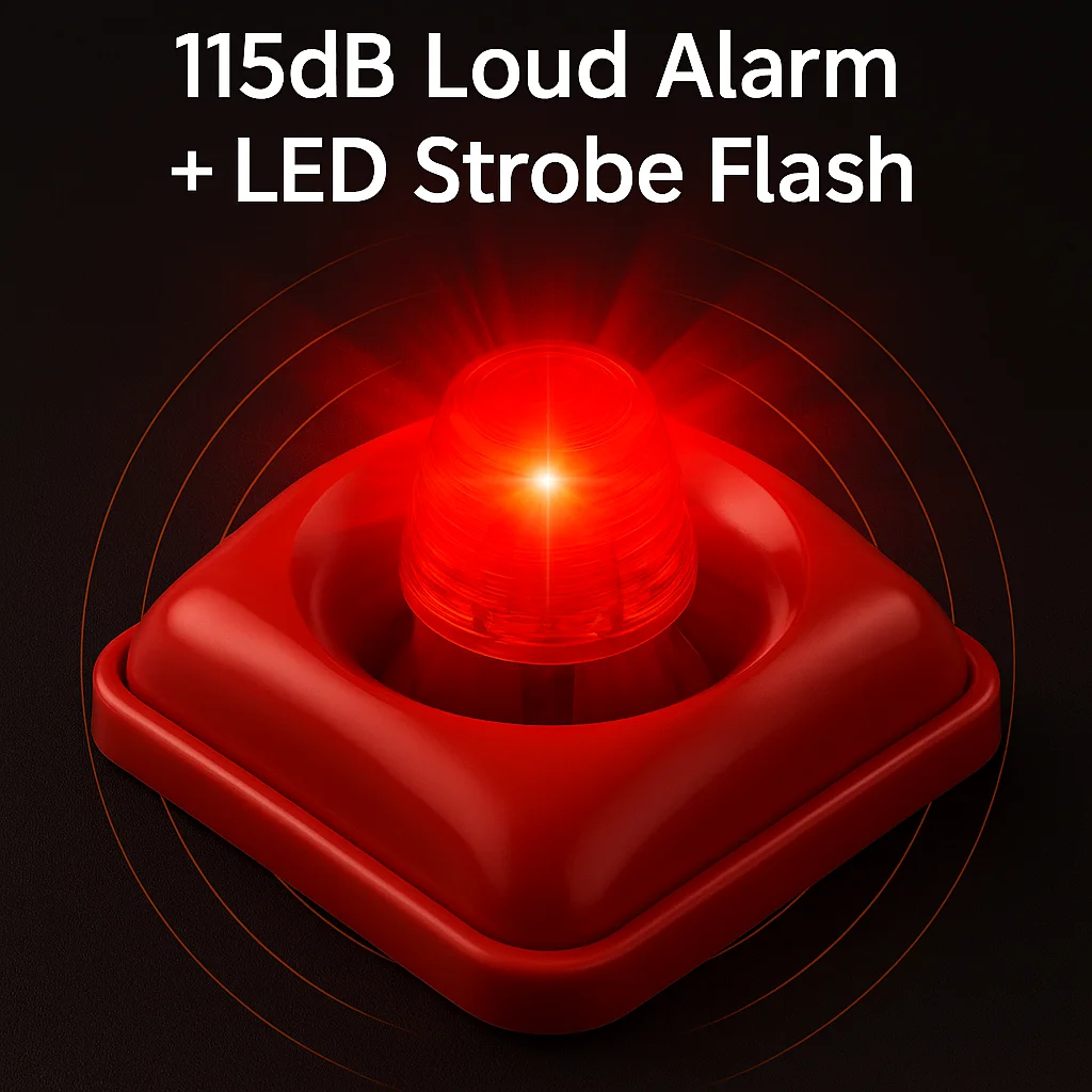DC12/24V Mini Fire Alarm Strobe Horn - 115dB Audible+Visual Warning, LED Beacon 120/min Flash, Wide Voltage