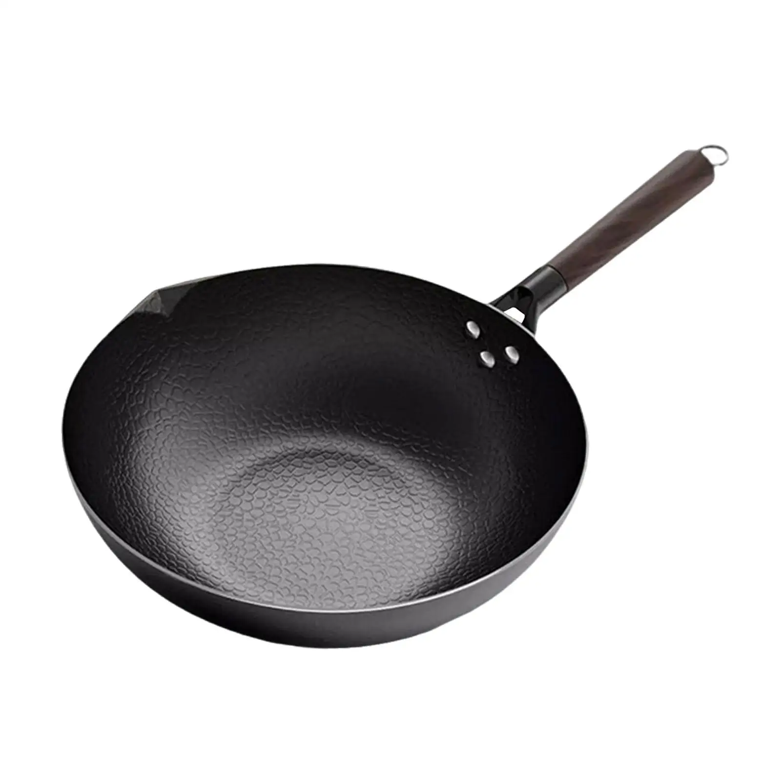 12.60inch Wok Wok Pan Nonstick Coating Gas Sautee Boiling Round Bottom Wok Chinese Wok for Meat Toast Cake Pancakes Omelets