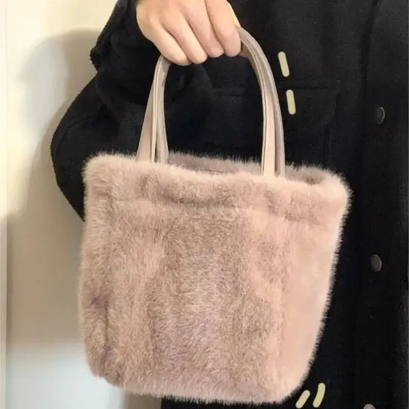 Korean Style Plush Bucket Handbag Women Marleid Large Capacity Soft Shoulder Ladies Fashion Sle Khaki High End Crossbody Bag