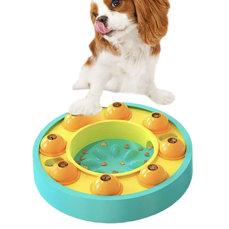 

Dog Puzzle Toys Spinning Food Dispensing Toy Fun Slow Feeder Bowl for Dog IQ Training Interactive Dog Toys Treat Feeding Toys