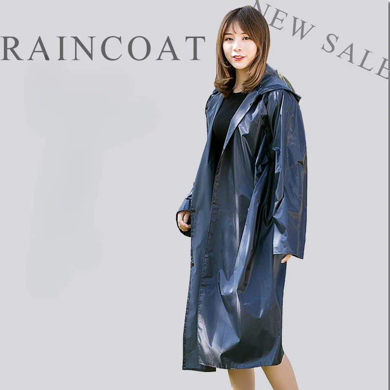 Navy Blue Adult Transparent Small Brim Polyester Composite PVC Long Wear Unisex Raincoat, Rain Coat Women,  Poncho Men