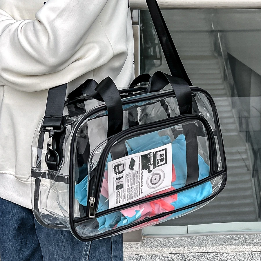 

Fashion Transparent Travel Beach Crossbody Bags Large Capacity PVC Sports Jelly Shoulder Bags Portable Swimming Storage Handbags