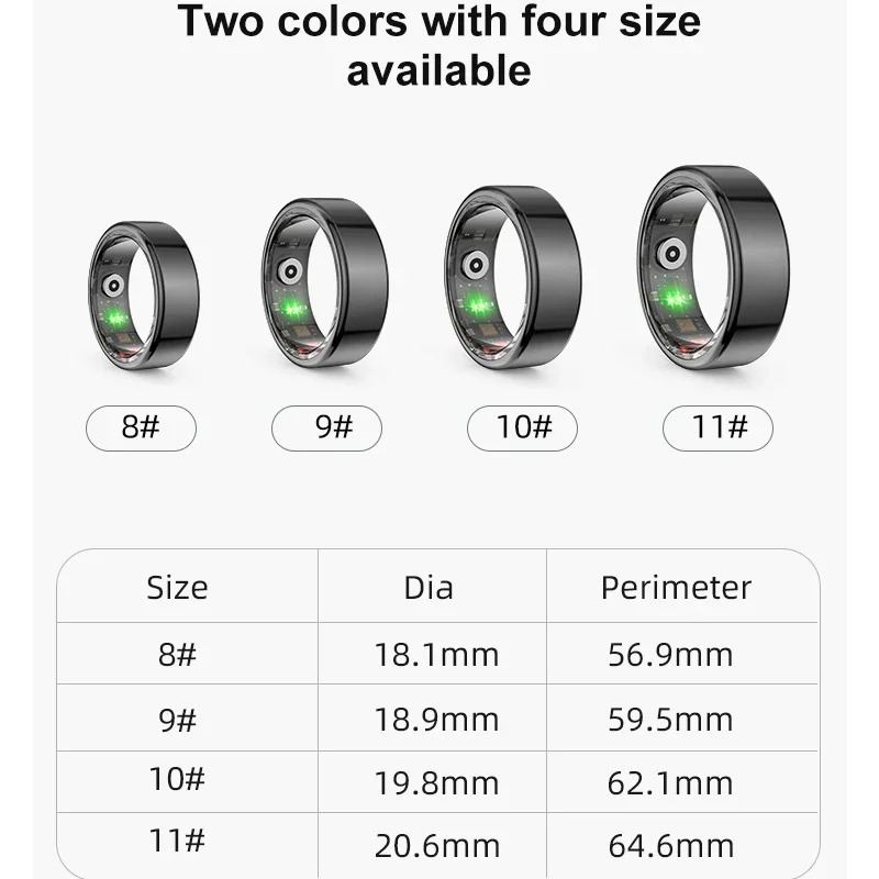 llNuyoah R02 Smart Ring Military For sports Swim Sleep Health Monitoring Grade Titanium Steel Shell IP68 & 3ATM Waterproof Multi