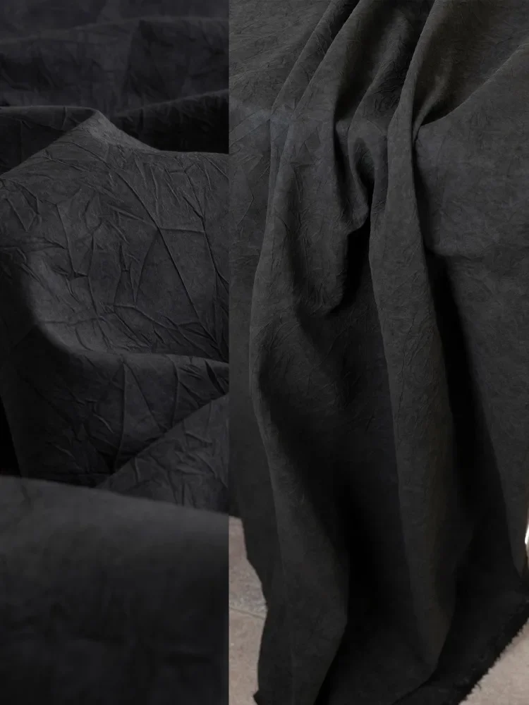 

Полностью матовая плиссированная хлопчатобумажная фетровая креповая ткань для дизайнерской модной ткани средней толщины, шитье своими руками по метрам