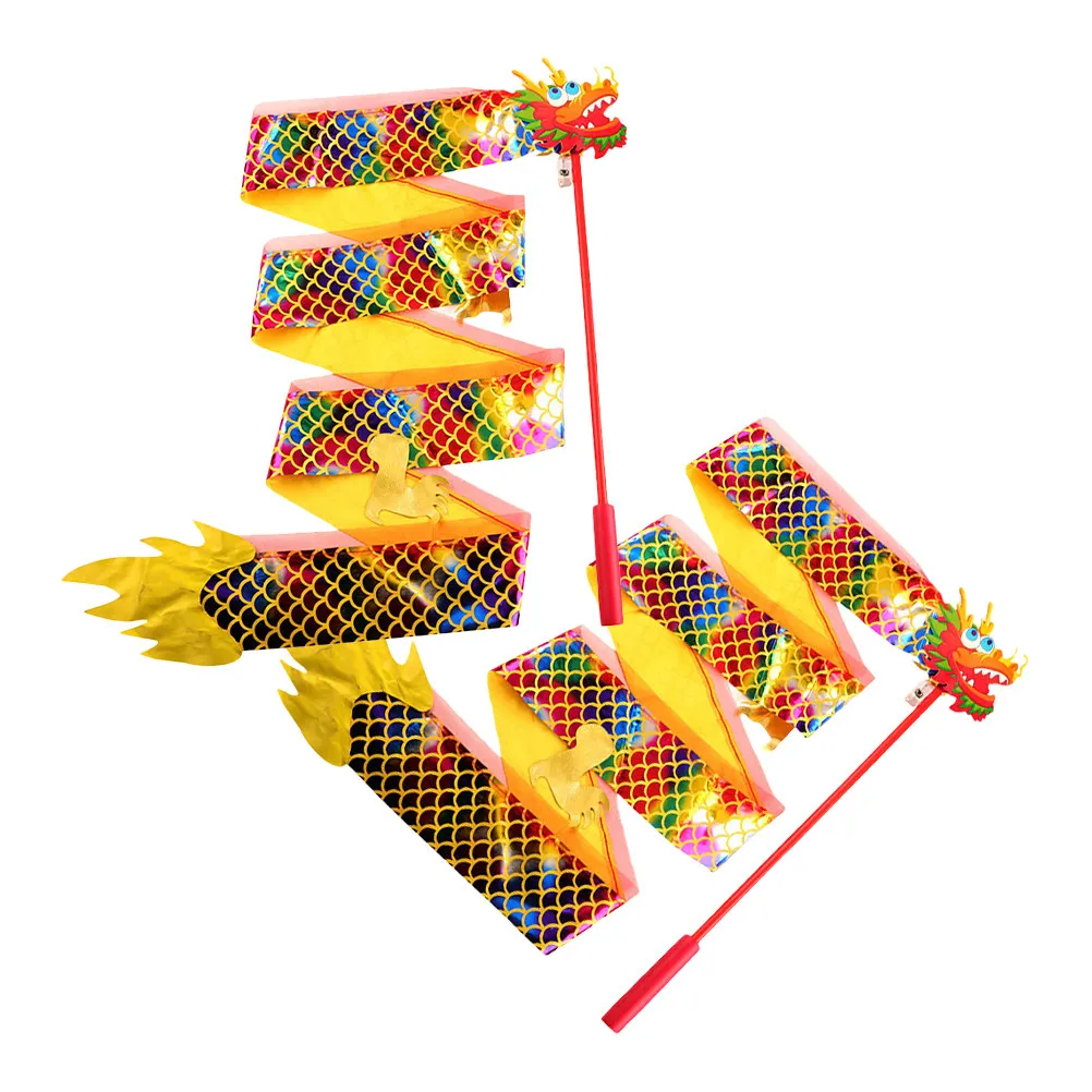 

2Pcs 2m Length Glow in Dark Ribbon Kids Dance Streamer for Outdoor Performances Ribbon Kids Toy Chinese Dance Streamer