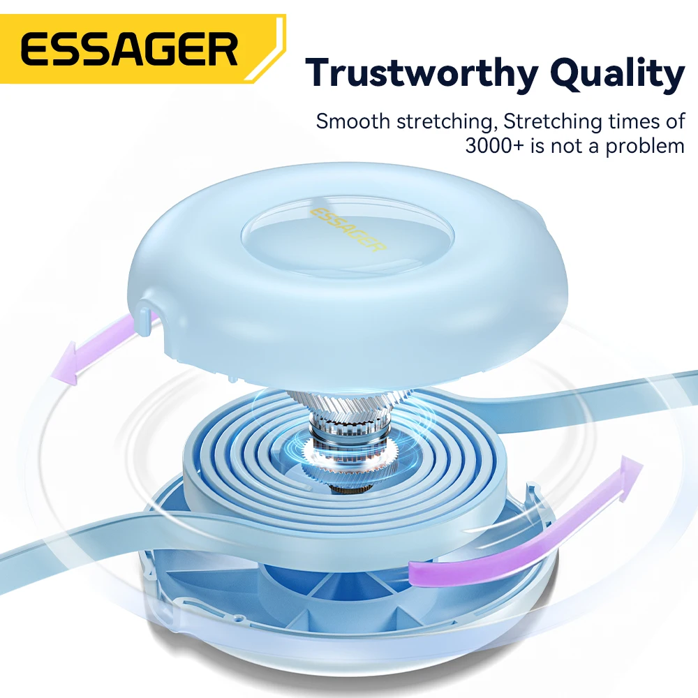 Essager 6A قابل للسحب 3 في 1 USB كابل شحن لماك بوك سامسونج Xiaomi مايكرو USB نوع C كابل شحن كابل آيفون 66 واط