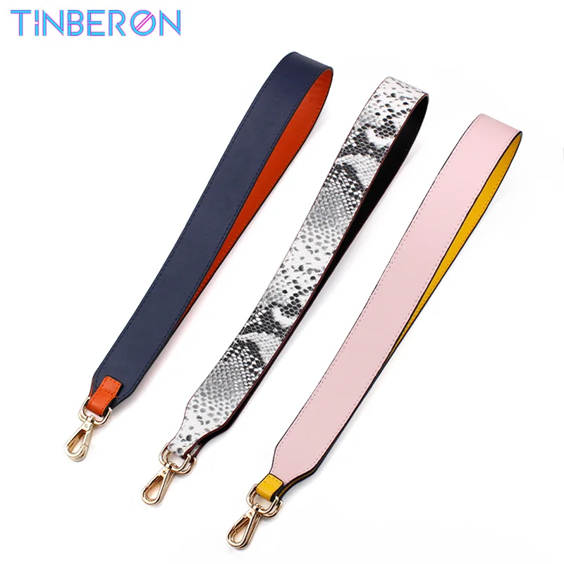 TINBERON Long 95CM Shoulder Bag Strap Detachable Snake Pattern Shoulder Strap High Quality Leather Belts Accessories for Handbag