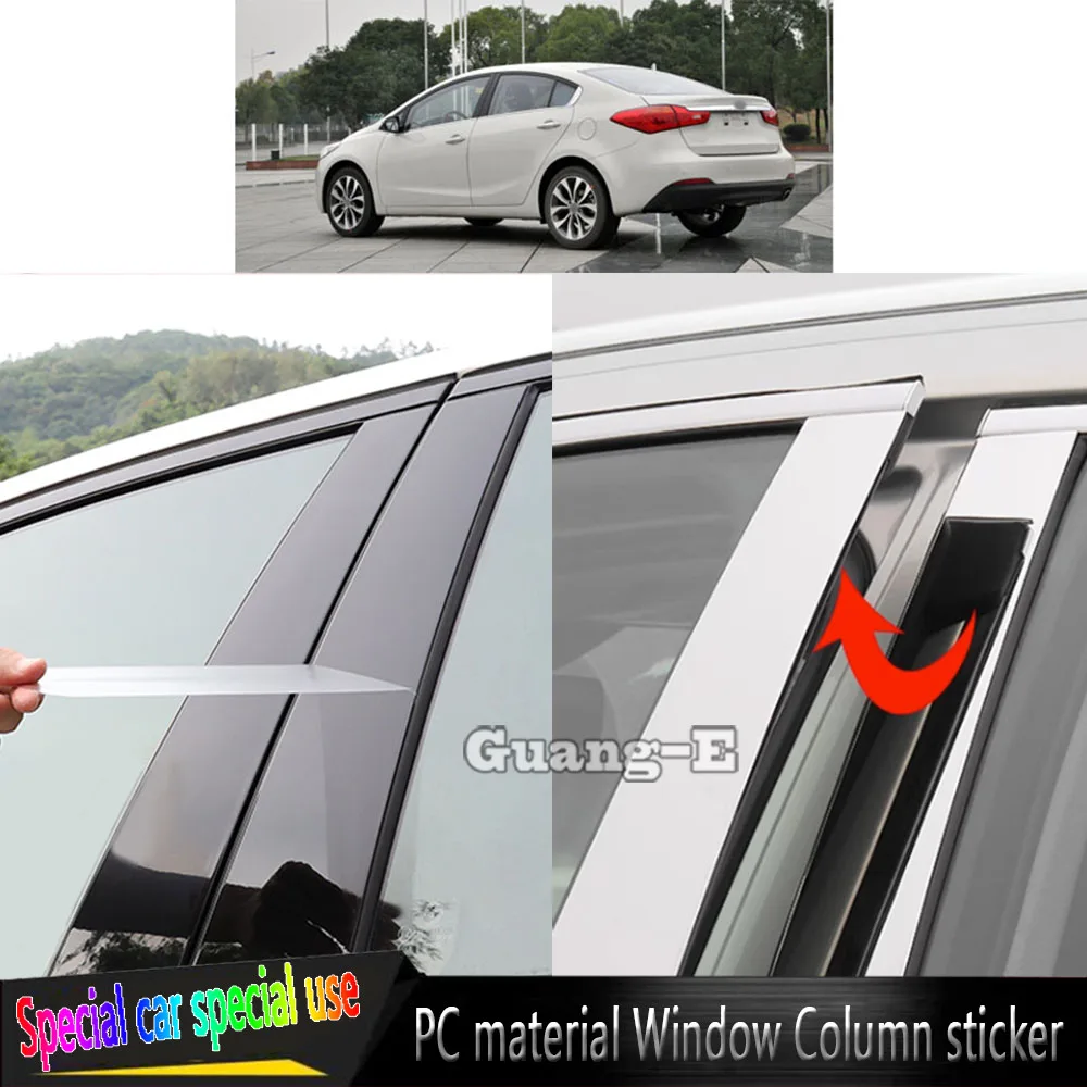 

For Kia K3 2013 2014 2015 2016 2017 2018 Car TPU/Glossy Mirror Pillar Post Cover Door Trim Window Stickers Accessories 6PCS