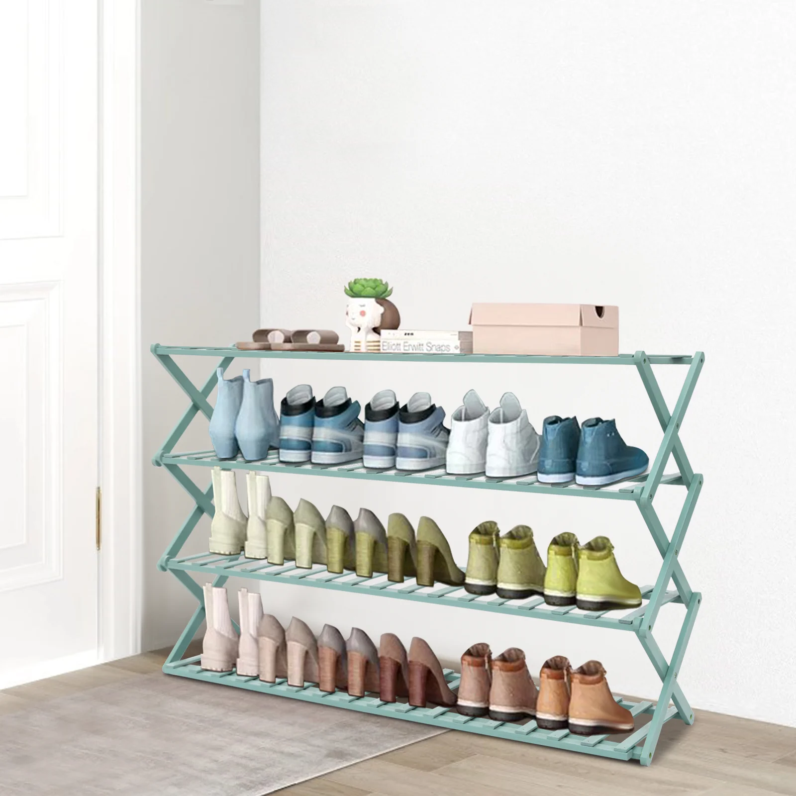 Gray-green Shoe Racks, Shoe Shelf, Entryway Hallway Closet Living Room Organizer