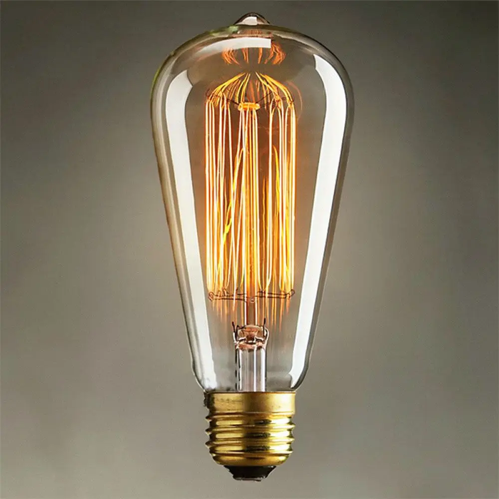 Retro ST64 Edison Light Bulb Dimmable Tungsten Filament Lamp Industrial Style For Bar Cafe Restaurant Home Lighting