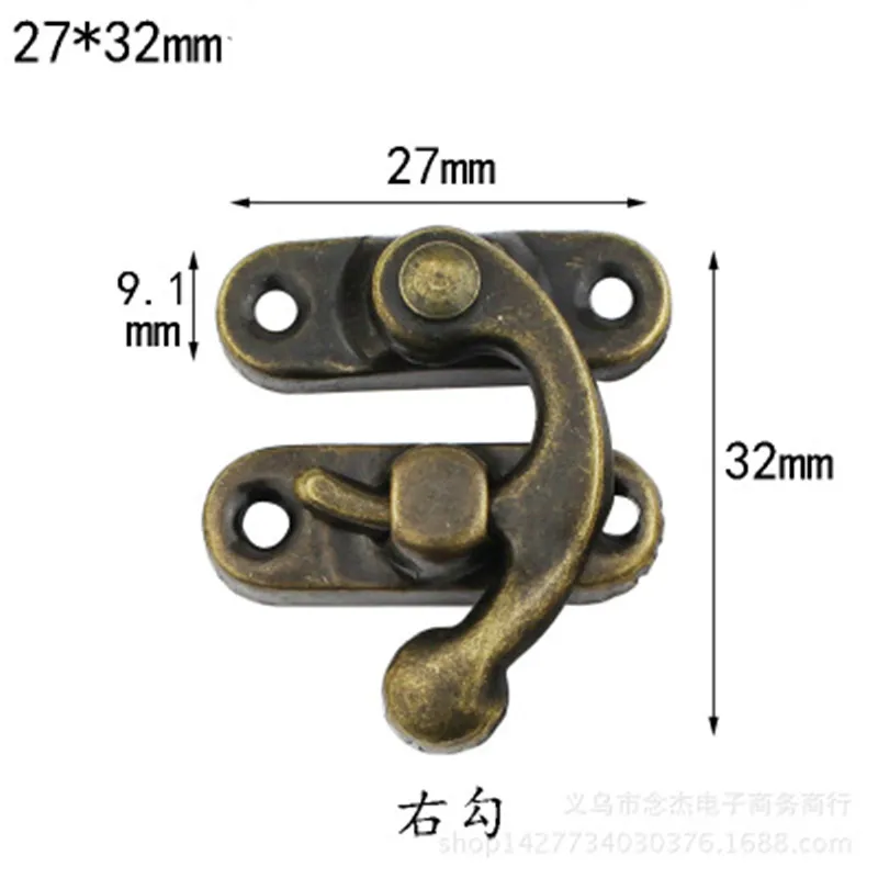 10PCS/Bag Vintage Metal Hardware Furniture Wooden Box Leather Bag Hardware Decorative Latch Clasps Lock Padlock Hasp With Screws