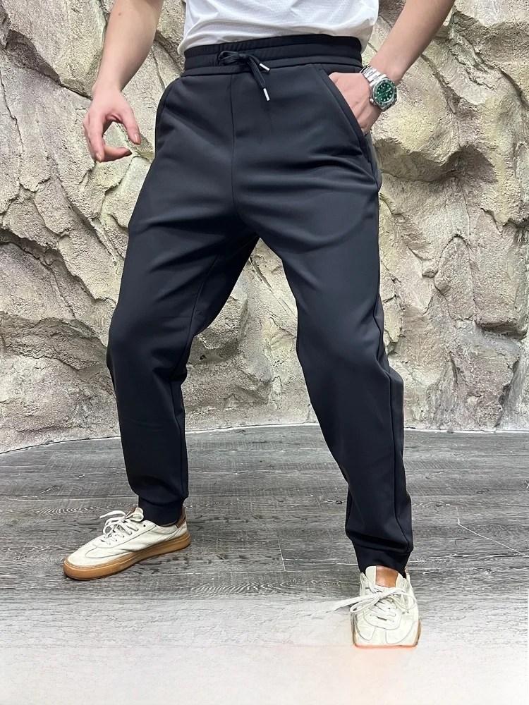

Уличные мужские повседневные брюки с эластичной резинкой на талии, водонепроницаемые, дышащие, спортивные, свободные, вязаные, из нейлона и полиэстера, осенняя одежда