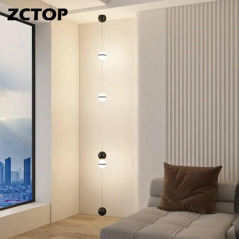 Modern Bedroom Bedside Light LED Pendant Lamp for Living Room Study Room Adjustable Line Strip Hanging Lights Home Decor Fixture