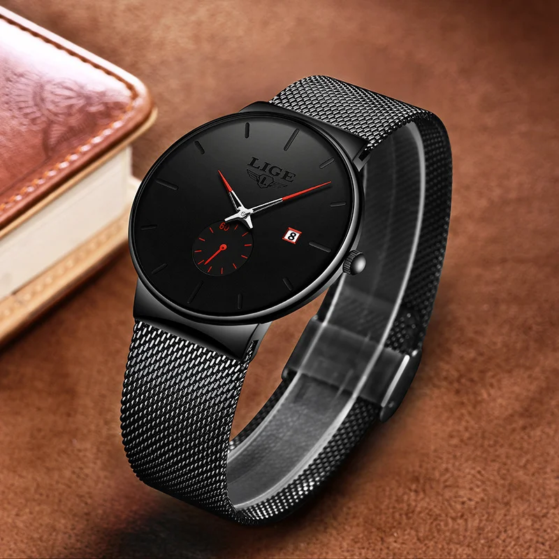 ساعات كوارتز عصرية من LIGE للرجال، ساعة رياضية خارجية مقاومة للماء للرجال، تقويم أعمال فاخر، ساعة رجالية من الفولاذ المقاوم للصدأ