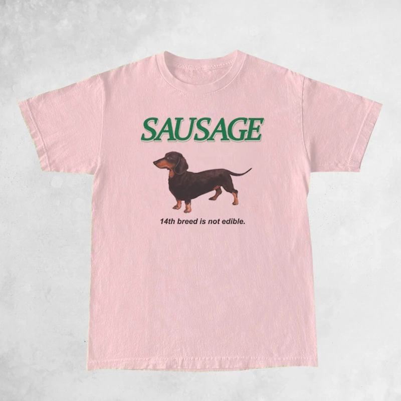 Kawaii Sausage Dog Print T Shirt Women Oversized Korean Fashion Streetwear Tops Cute Funny T-Shirts Y2k Aesthetic Tees Clothes